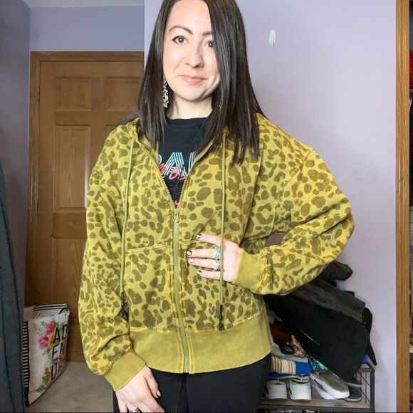 JoyLab Green Animal Print Oversized Hoodie women's size XS - Picture 5 of 10